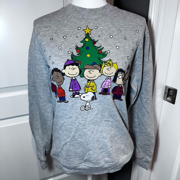 Peanuts Tops - Peanuts Snoopy Charlie Brown Christmas Sweatshirt Gray Holiday Size S